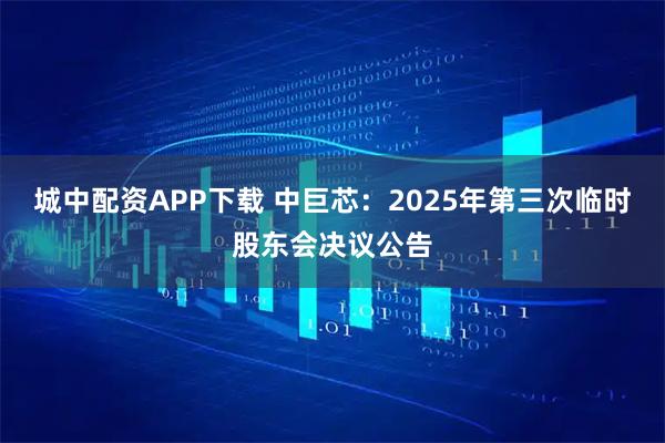城中配资APP下载 中巨芯：2025年第三次临时股东会决议公告